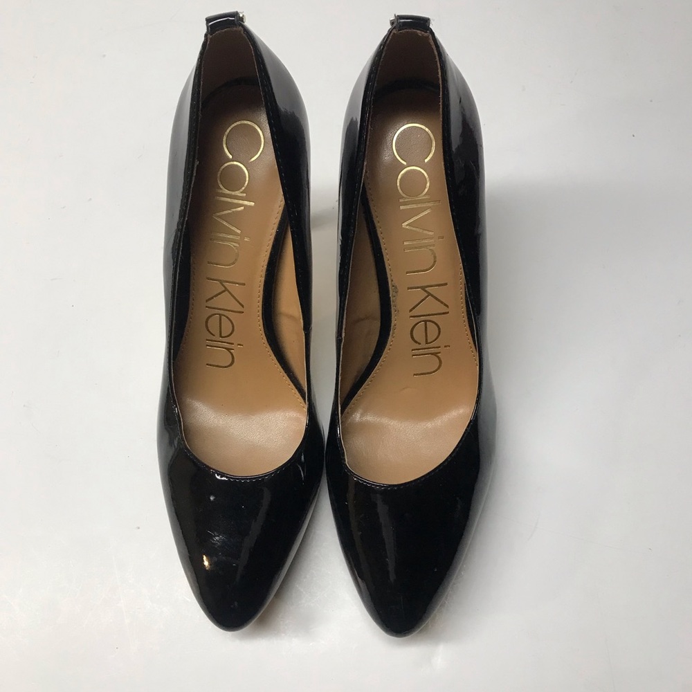 Calvin Klein Black Patent Pointed -Toe Pumps